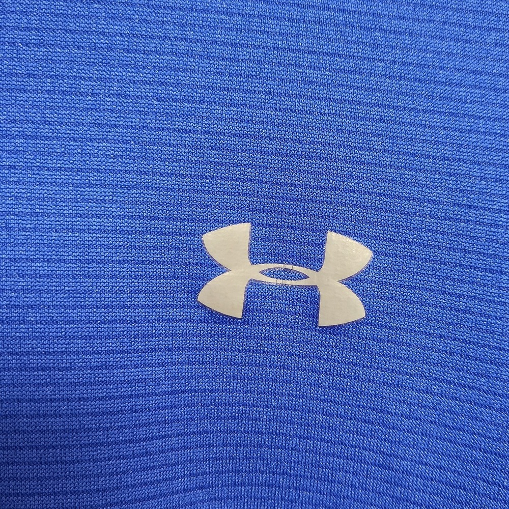Under Armour Polo Shirt Men's XL Blue Loose Fit Logo Solid Collared - Picture 3 of 3